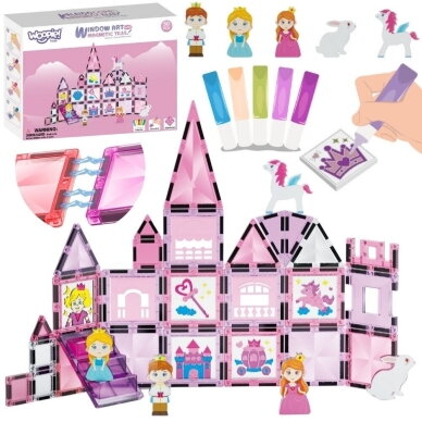 WOOPIE magnetinių kaladėlių princesės pilies rinkinys 50 vnt. 6 WOOPIE magnetinių kaladėlių princesės pilies rinkinys 50 vnt. 6
