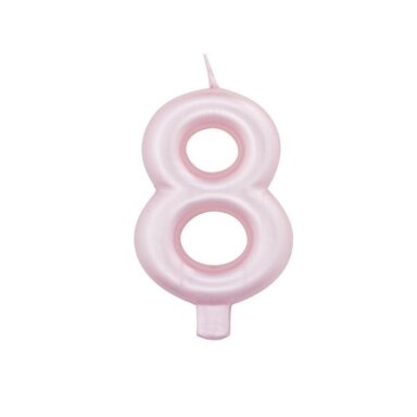 Žvakutė "8", rausva perlamutrinė (7 cm)