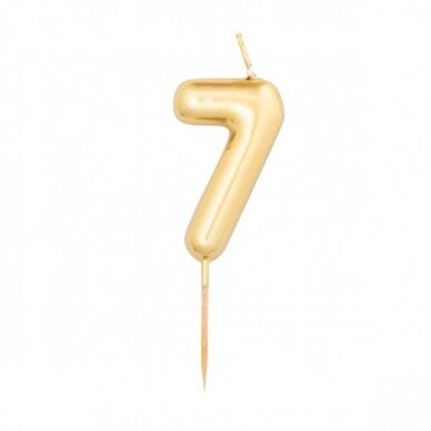 Žvakutė "7", auksinė (8 cm) Žvakutė "7", auksinė (8 cm)