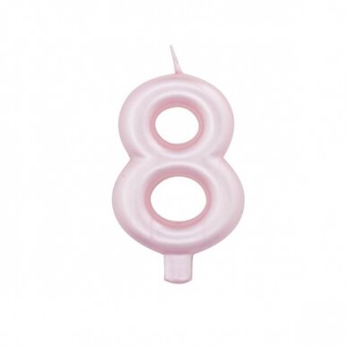 Žvakutė "8", rausva perlamutrinė (7 cm) Žvakutė "8", rausva perlamutrinė (7 cm)